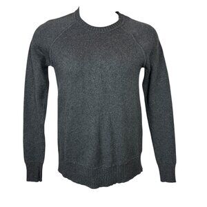 LULULEMON Charcoal Wool Sweater Ribbed Neck Hem Pullover Thumb Holes 8-10